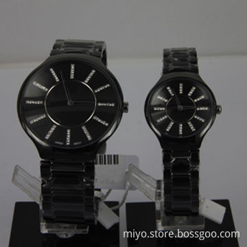 Super thin size ceramic pairs watch with Japan movement, wholesale, OEM/ODM orders are welcome